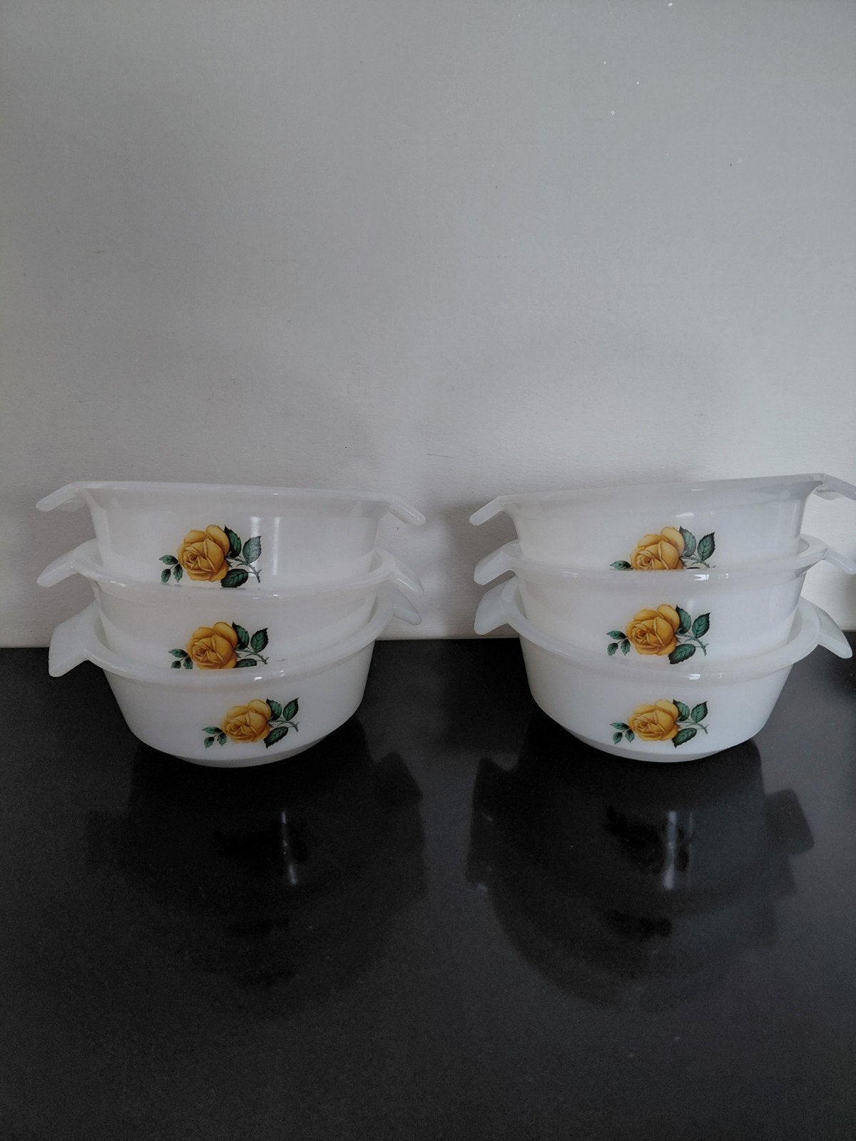 6 schaaltjes roos - vintage, Ophalen of Verzenden, Zo goed als nieuw, Overige stijlen, Schaal of Schalen