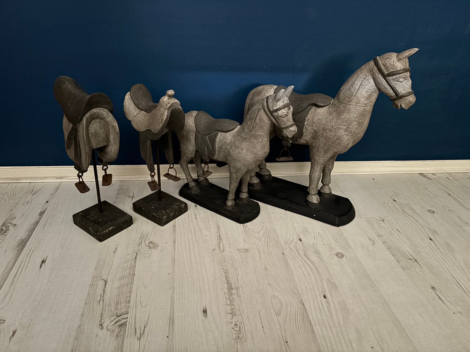 Riviera maison set paard / horse / zadel / saddle, Ophalen, Hout, Grijs, Landelijk