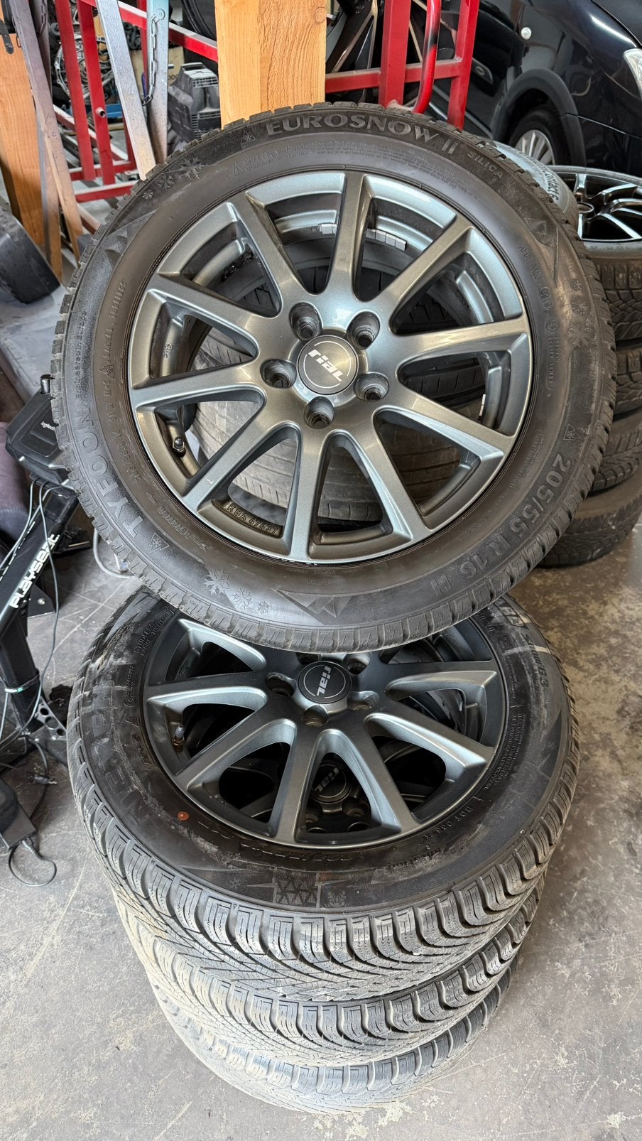 4x velgen met 205/55/16 banden winter, 16 inch, 205 mm, Winterbanden, Ophalen of Verzenden