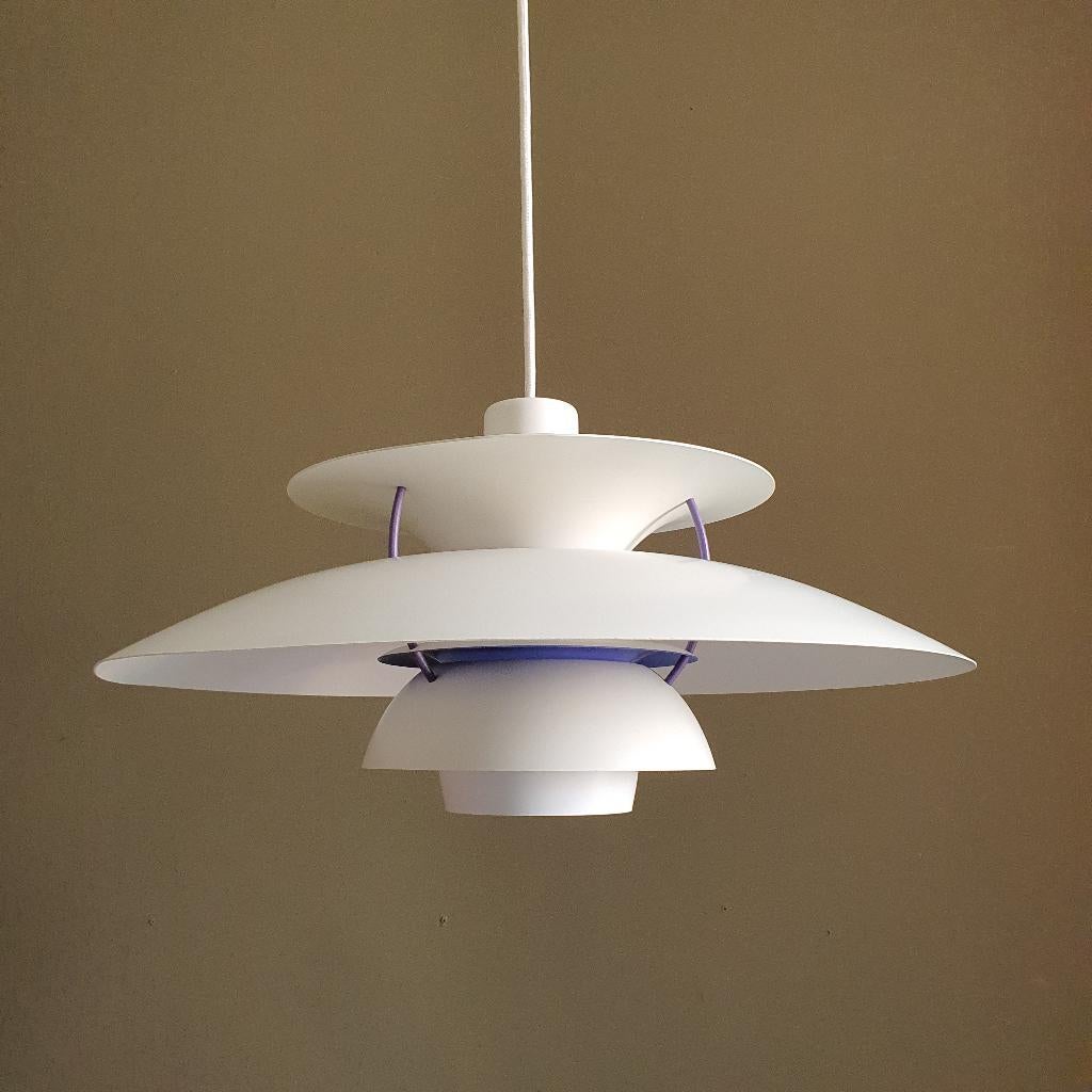 ophangklaar PH5 Louis Poulsen lamp  vintage Deens design wit, Ophalen of Verzenden, Zo goed als nieuw, Metaal, Minder dan 50 cm