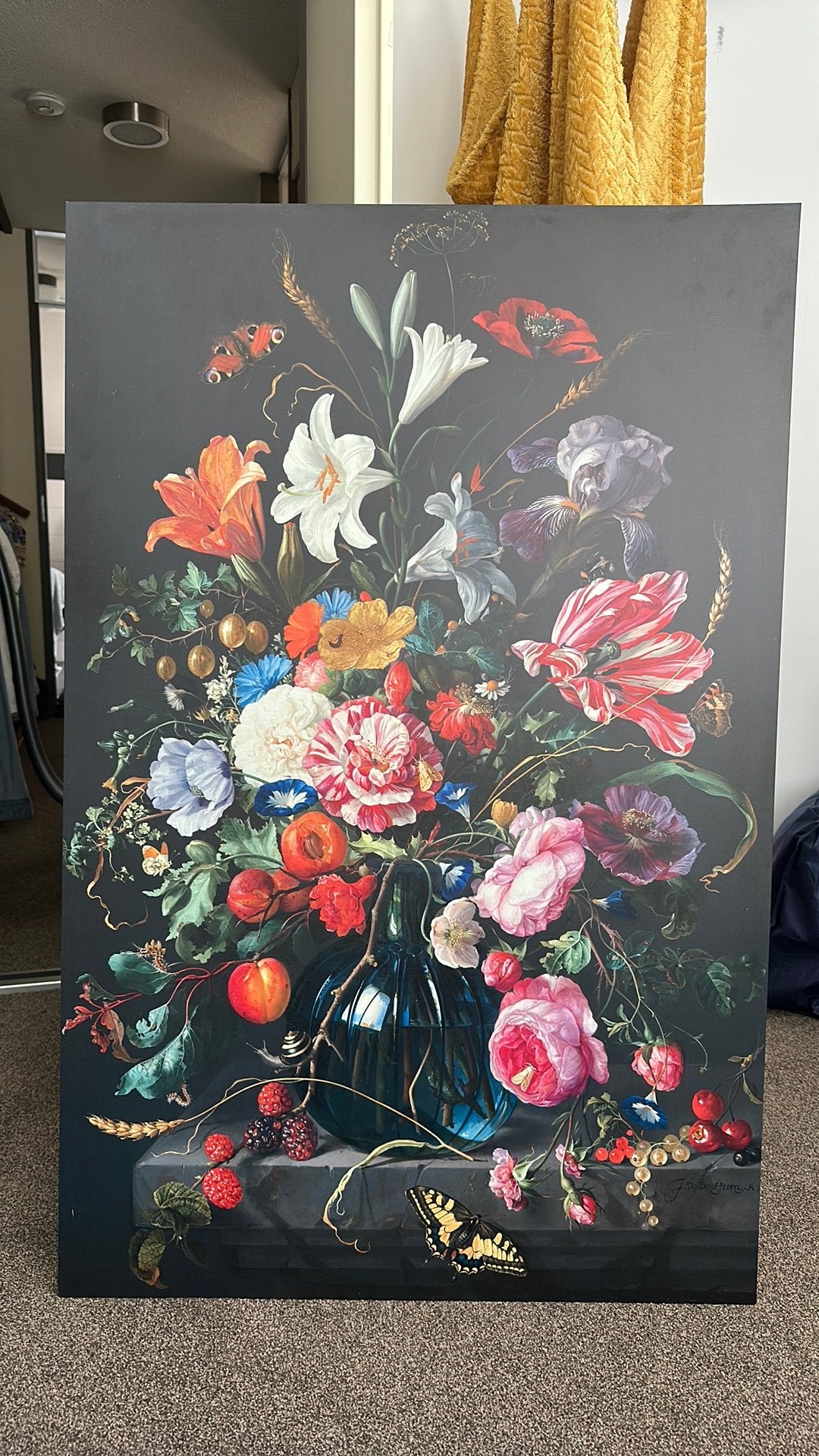 Te koop; mooie aluminium wandplaat met bloemen, Ophalen