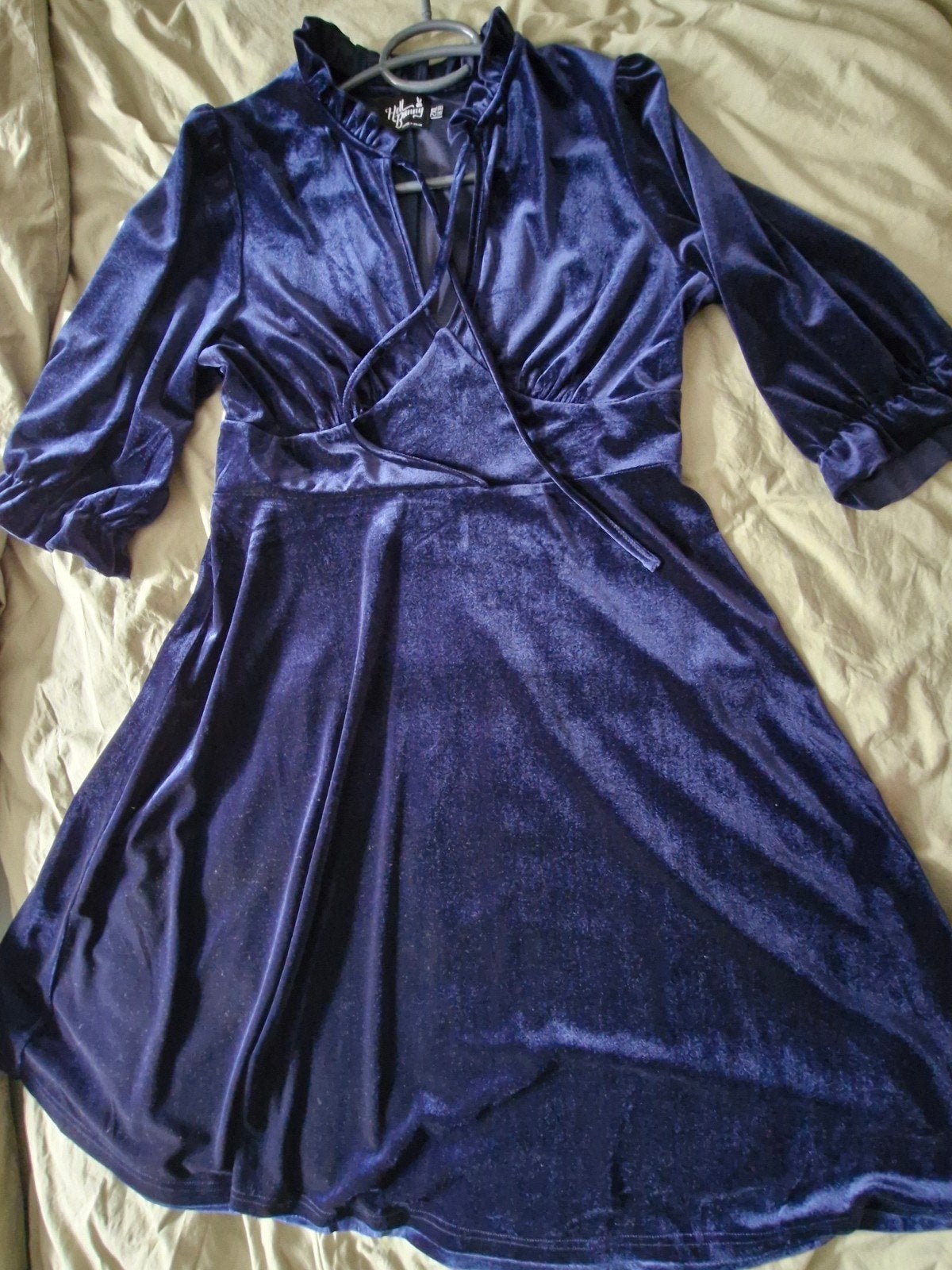 Hell Bunny Blue Orion fluwelen jurk - Maat 2XL, Kleding | Dames, Blauw, Maat 46/48 (XL) of groter, Ophalen of Verzenden, Hell Bunny