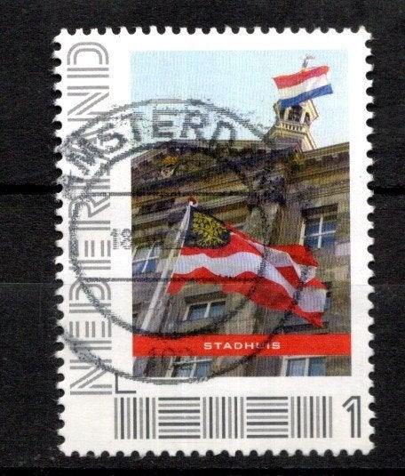 gestempelde zegel. persoonlijke. uit vel van 3. Stadhuis, Ophalen of Verzenden, Na 1940, Gestempeld