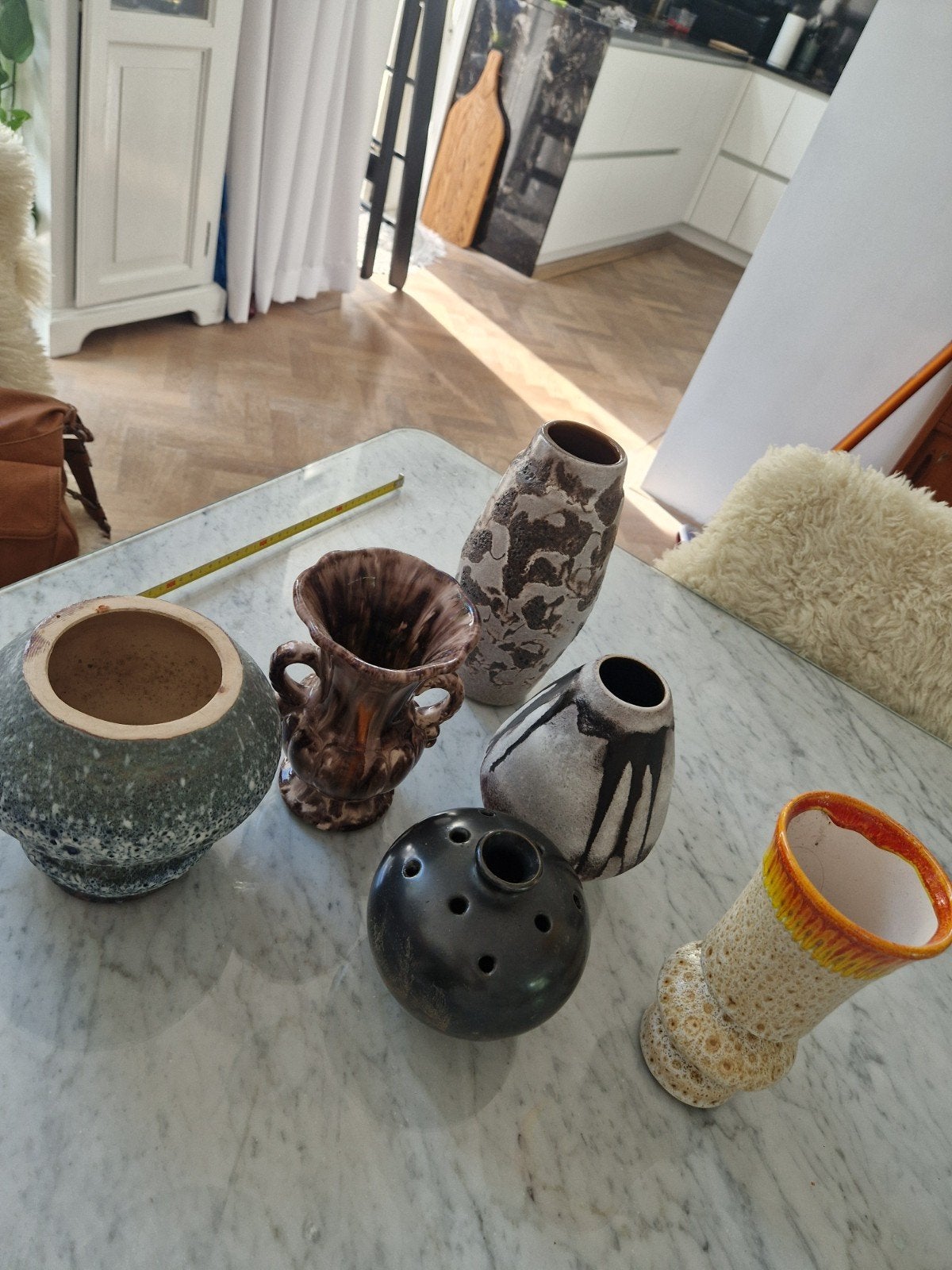 retro vazen. 1 van west germany, Rond, Ophalen of Verzenden, Aardewerk, Minder dan 40 cm