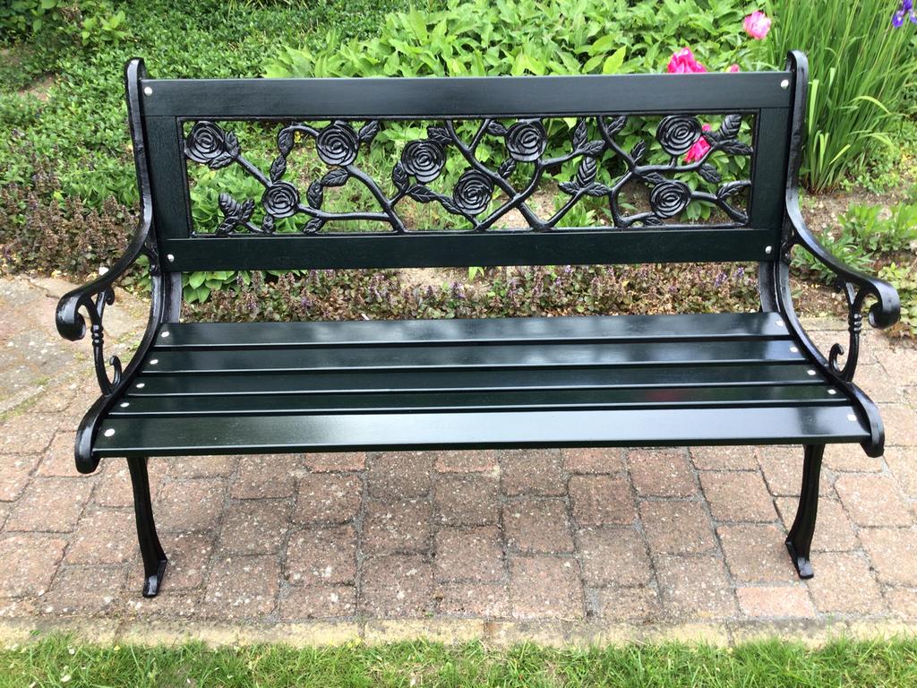 Gietijzer tuinbank met gietijzer rugleuning., Tuin en Terras, Ophalen, Zo goed als nieuw, Hout