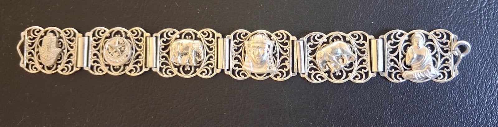 vintage schakel armband, Ophalen of Verzenden, Zo goed als nieuw, Met bedels of kralen, Zilver