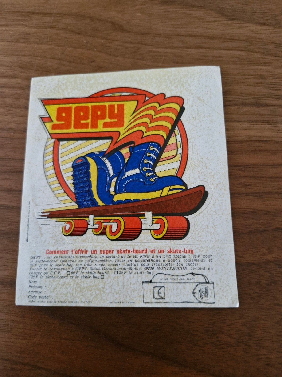 12018 Vintage Gepy Skateboard Sticker - Jaren '80 Reclame, Ophalen of Verzenden, Zo goed als nieuw, Sport