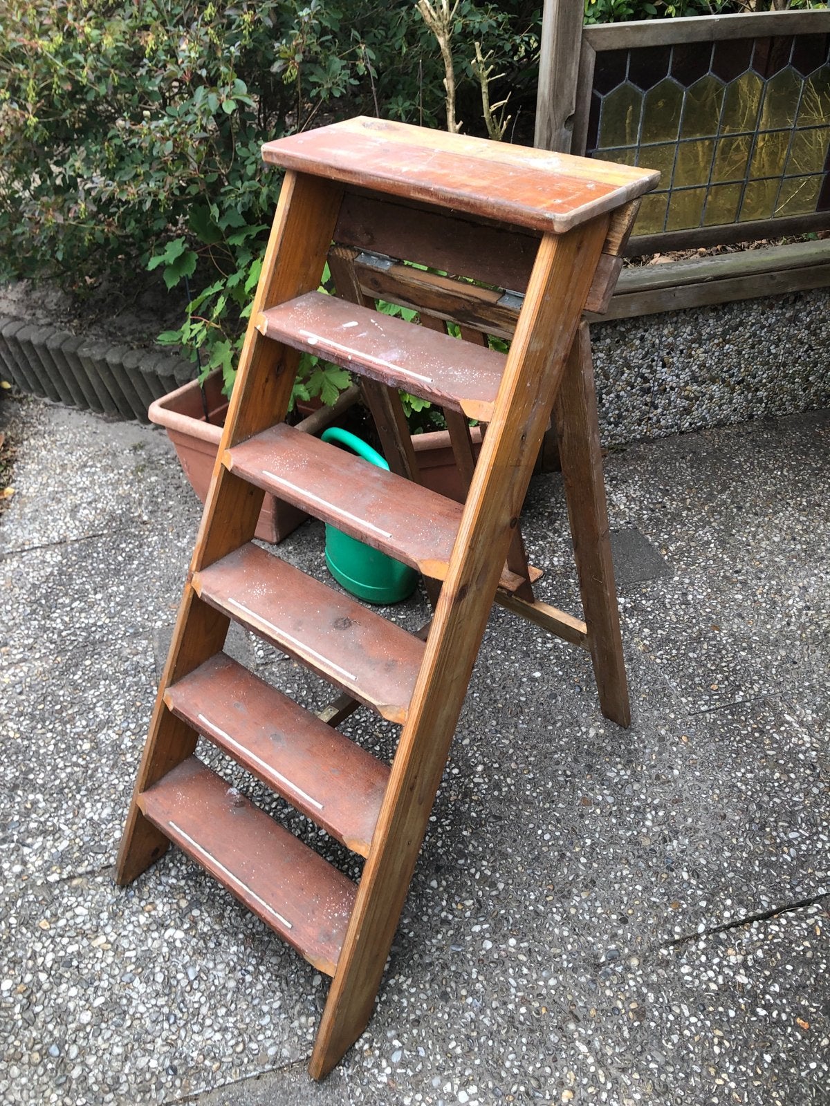Houten trap inklapbaar, Doe-het-zelf en Verbouw, Ladders en Trappen, Gebruikt, Trap, Ophalen of Verzenden, Opvouwbaar of Inschuifbaar