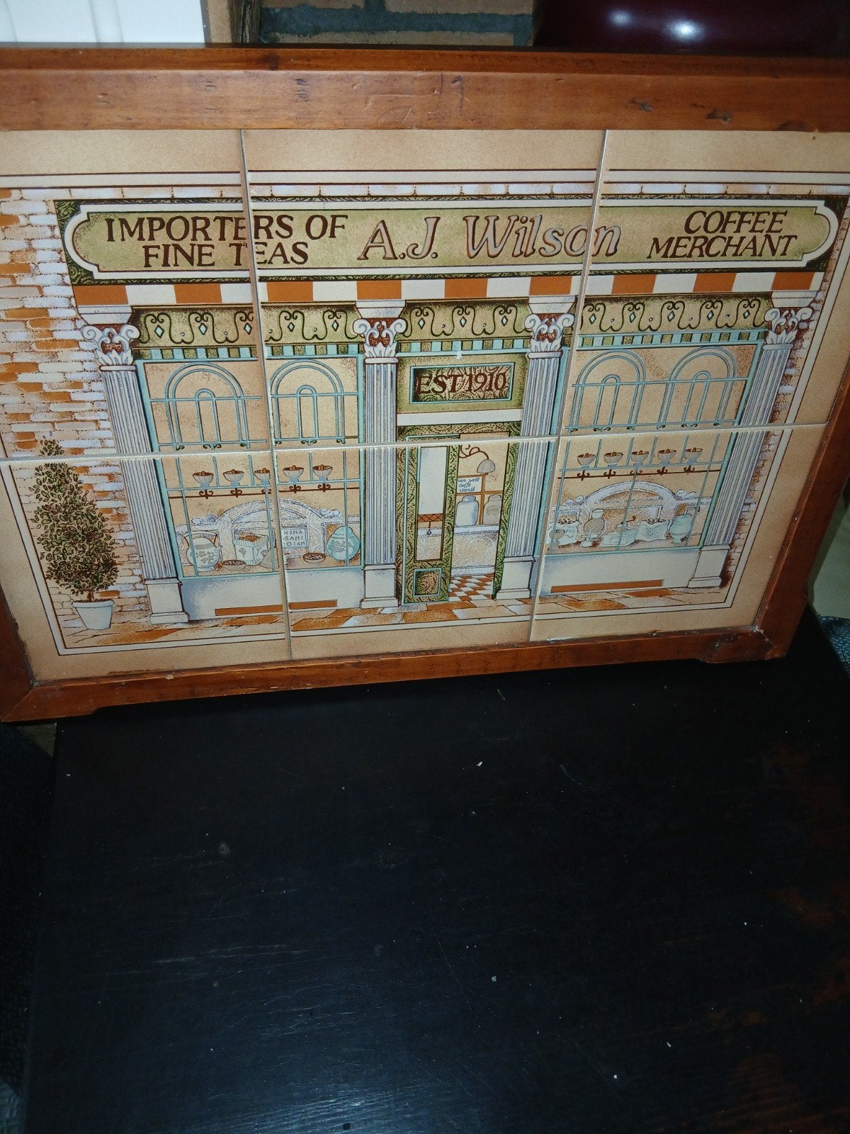 Vintage Tegeltableau A.J. Wilson Koffie- en Theehandelaar, Ophalen of Verzenden