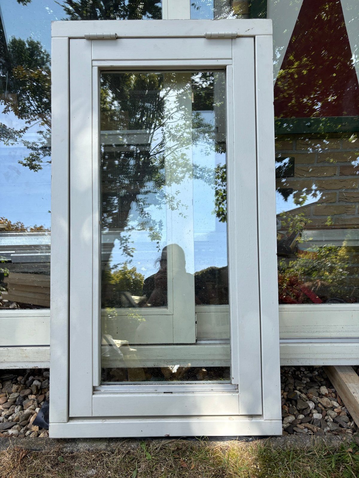 Meranti raamkozijn met raam 65x120, Doe-het-zelf en Verbouw, Glas en Ramen, Ophalen, Gevelraam of Ruit, Gebruikt, Minder dan 80 cm