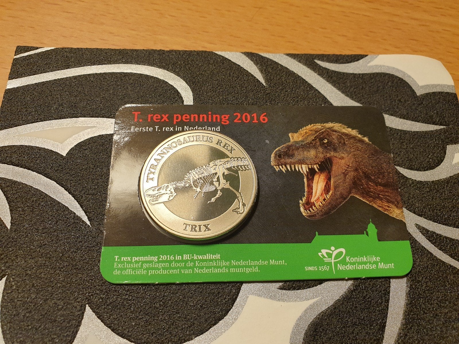 Penning T-Rex in coincard 2016, Ophalen of Verzenden, Overige waardes
