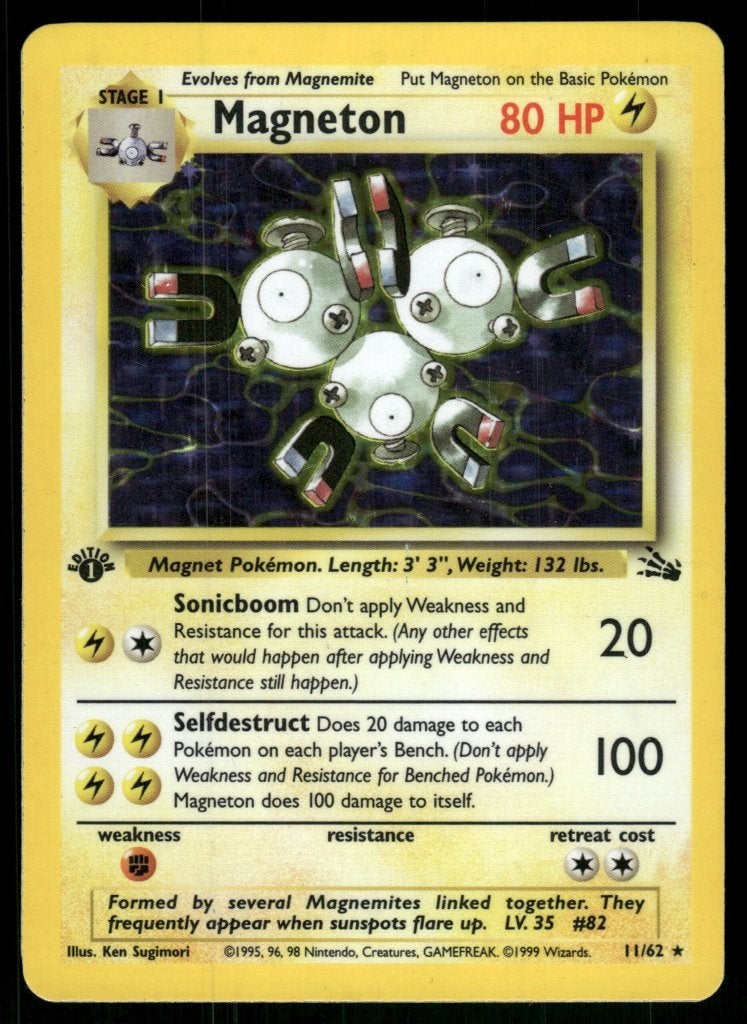 Magneton 11/62 - Fossil (1st edition) (EX), Hobby en Vrije tijd, Verzamelkaartspellen | Pokémon, Verzenden, Gebruikt