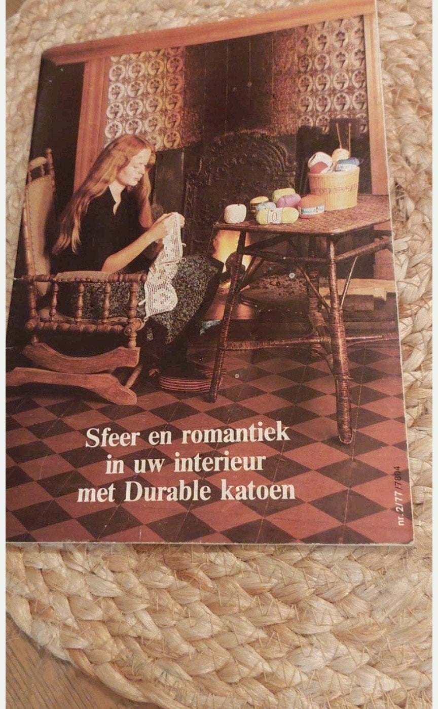 OUD DURABLE HAAK-PATRONEN BOEKJE o.a randjes en gordijnen, Hobby en Vrije tijd, Breien en Haken, Ophalen of Verzenden, Gebruikt