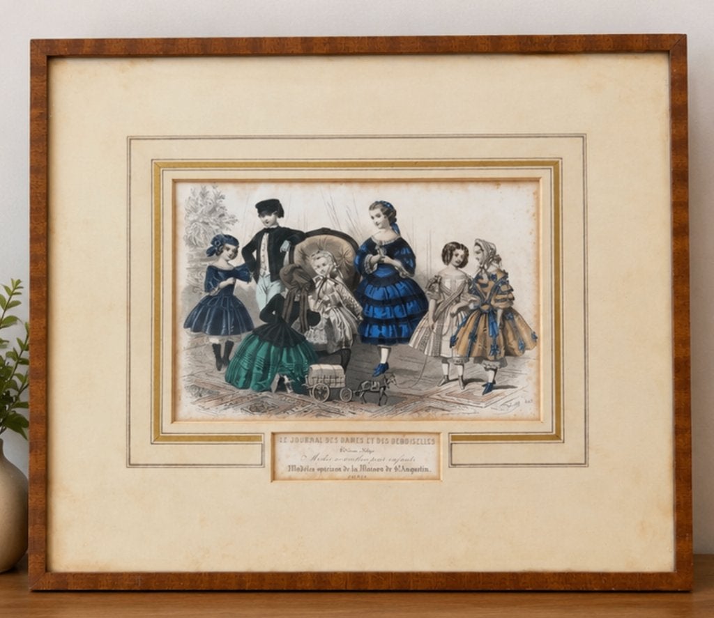 Antieke modeprent 19e eeuw  Le Journal des Dames, Antiek en Kunst, Kunst | Etsen en Gravures, 1800 - 1899, Mode, Ophalen of Verzenden
