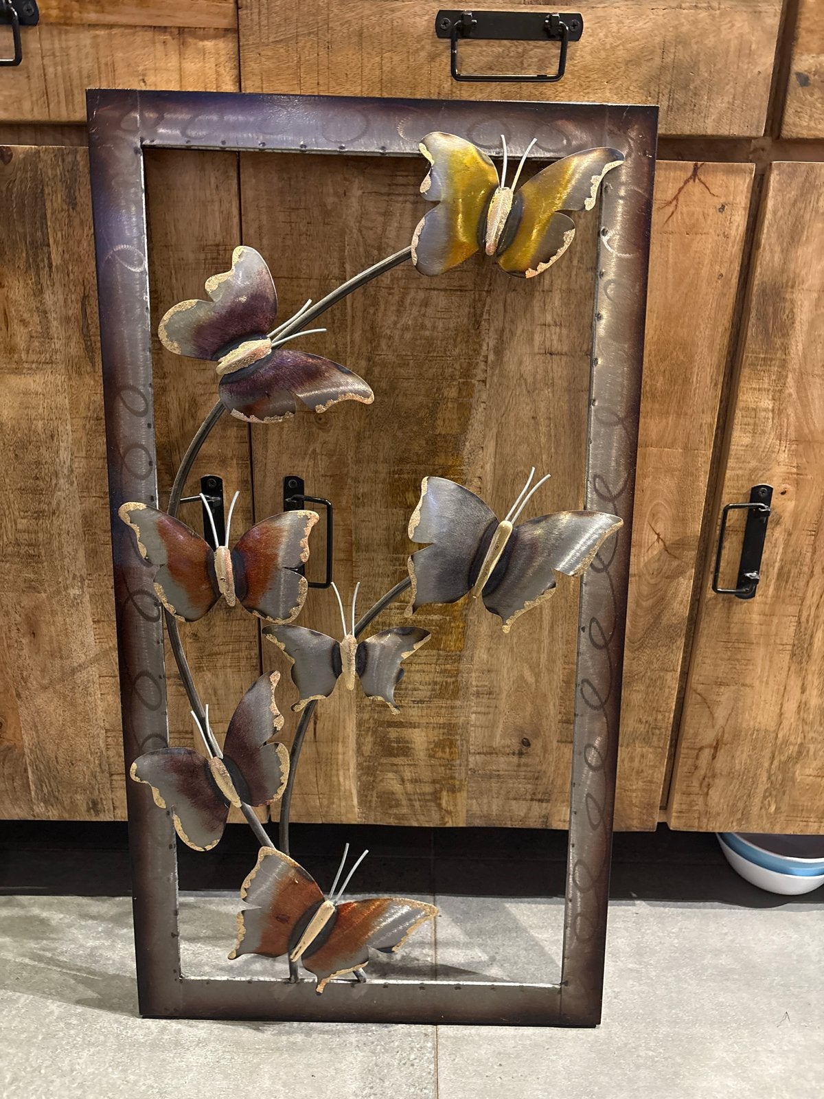 Metalen wanddecoratie met vlinders 44x81 cm, Ophalen, Metaal, 81 cm, 44 cm