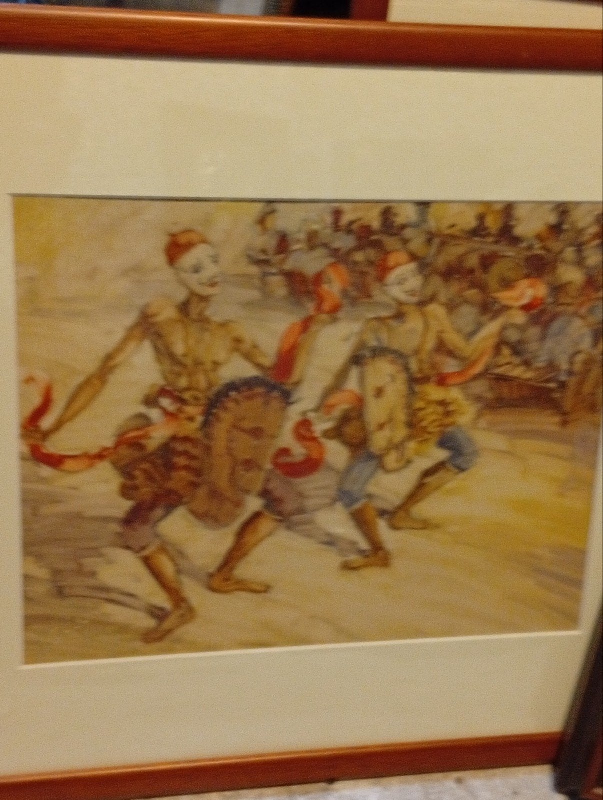 Aquarel Javaanse Dansscène door Aart Johannes Cock, Antiek en Kunst, Realistisch, Ophalen of Verzenden, Aquarel, Overige onderwerpen