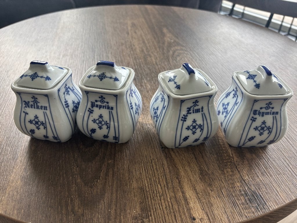 Jäger Blau Saks kruidenpotjes (set van 4), Antiek en Kunst, Ophalen of Verzenden