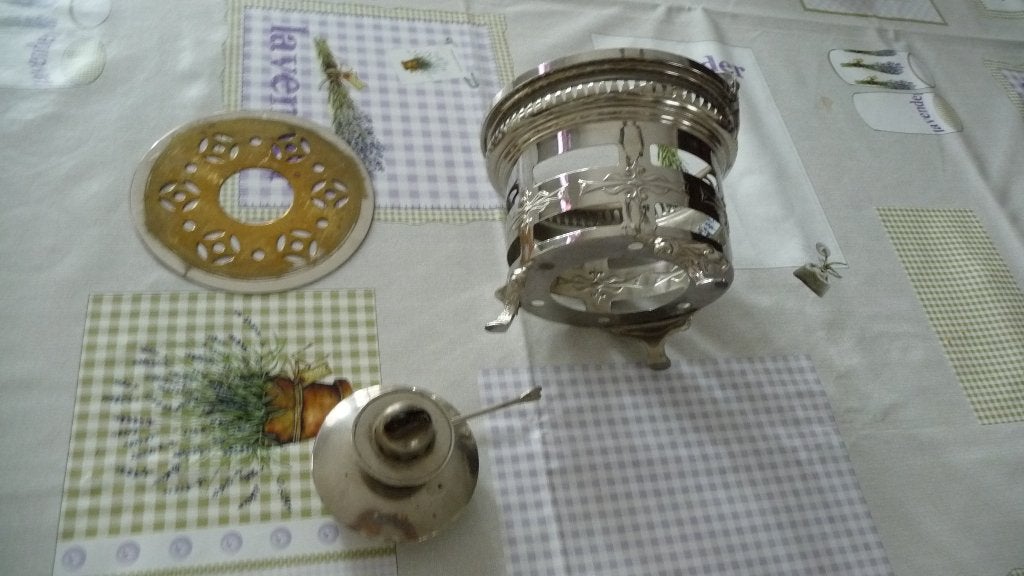 Antiek theelichtje op lampenolie, Ophalen of Verzenden