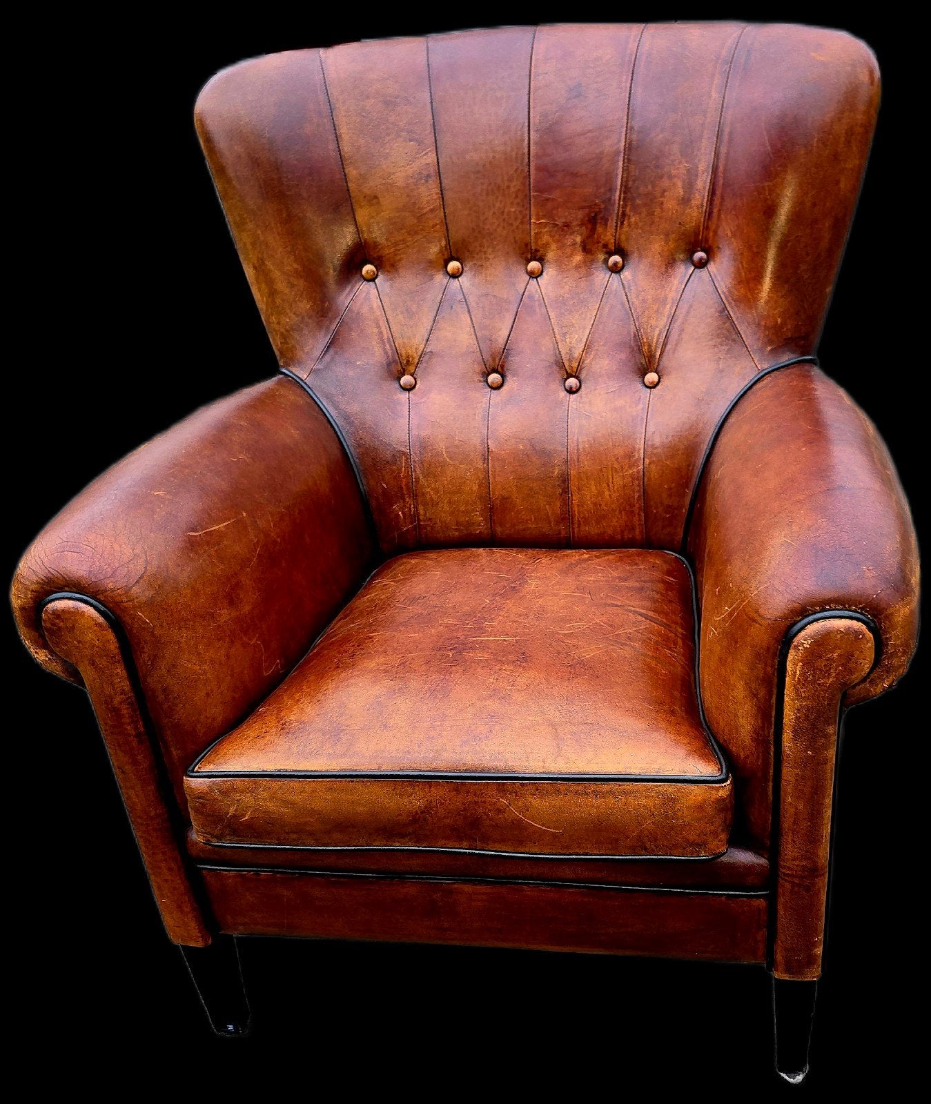 Vintage schapenleren fauteuil Lounge Atelier + BEZORGING
