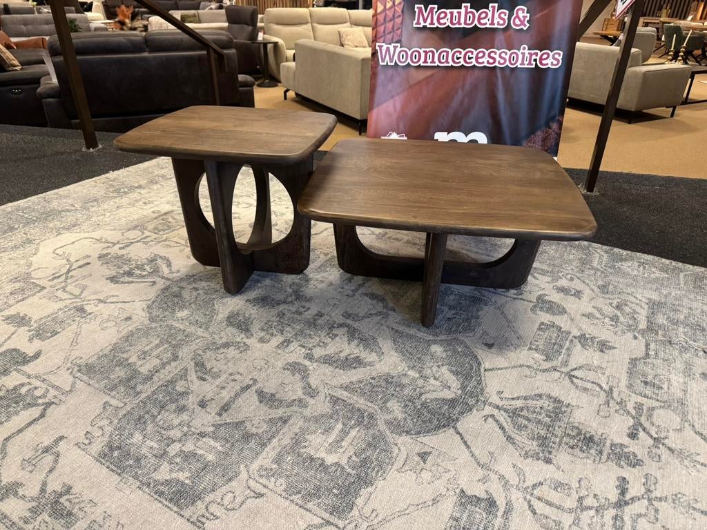 Salontafel set 2-Delig bruin walnoot direct/leverbaar E-7360