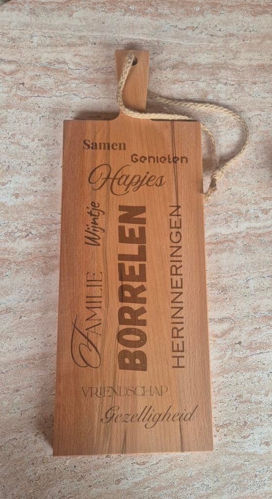 Borrelplank met naam/logo/ontwerp I Uniek cadeau, Ophalen of Verzenden, Nieuw