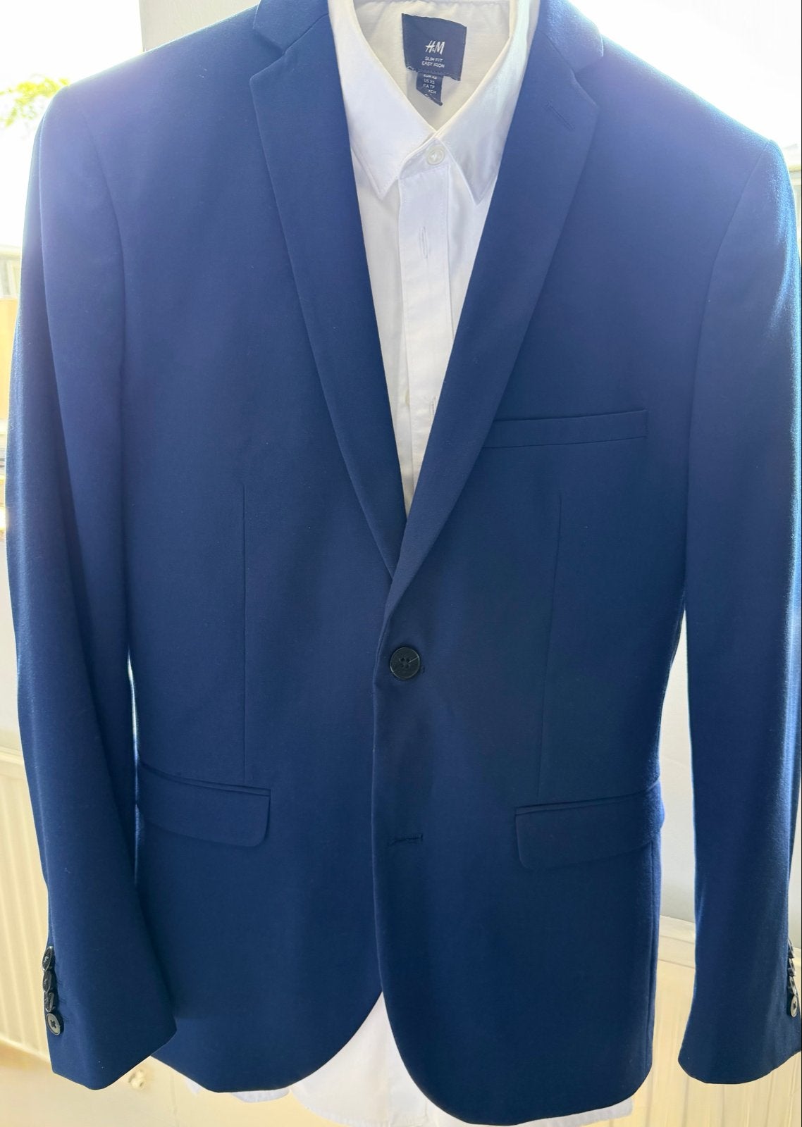 WE Fashion Heren Pak - Blauw - Maat 44, Ophalen, Zo goed als nieuw, Maat 46 (S) of kleiner, Blauw