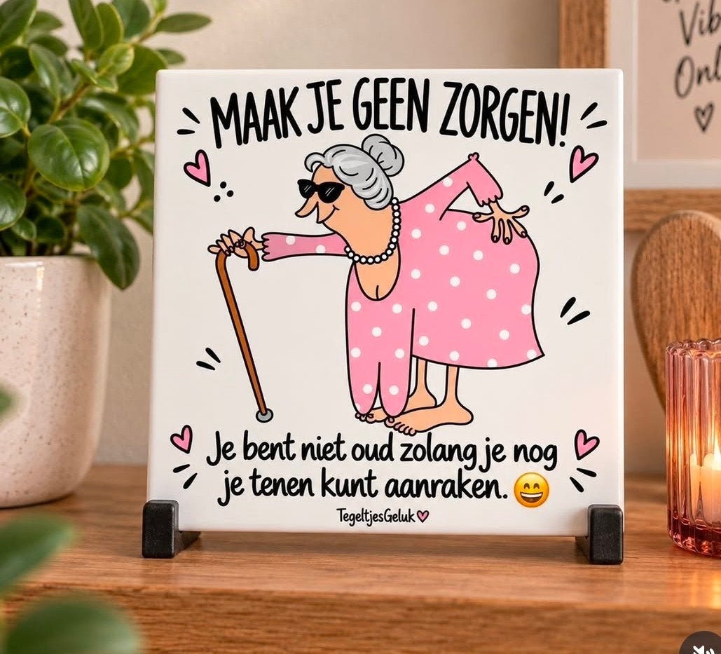 tegeltje met humor, Nieuw, Ophalen of Verzenden, Handgemaakt, 10 cm