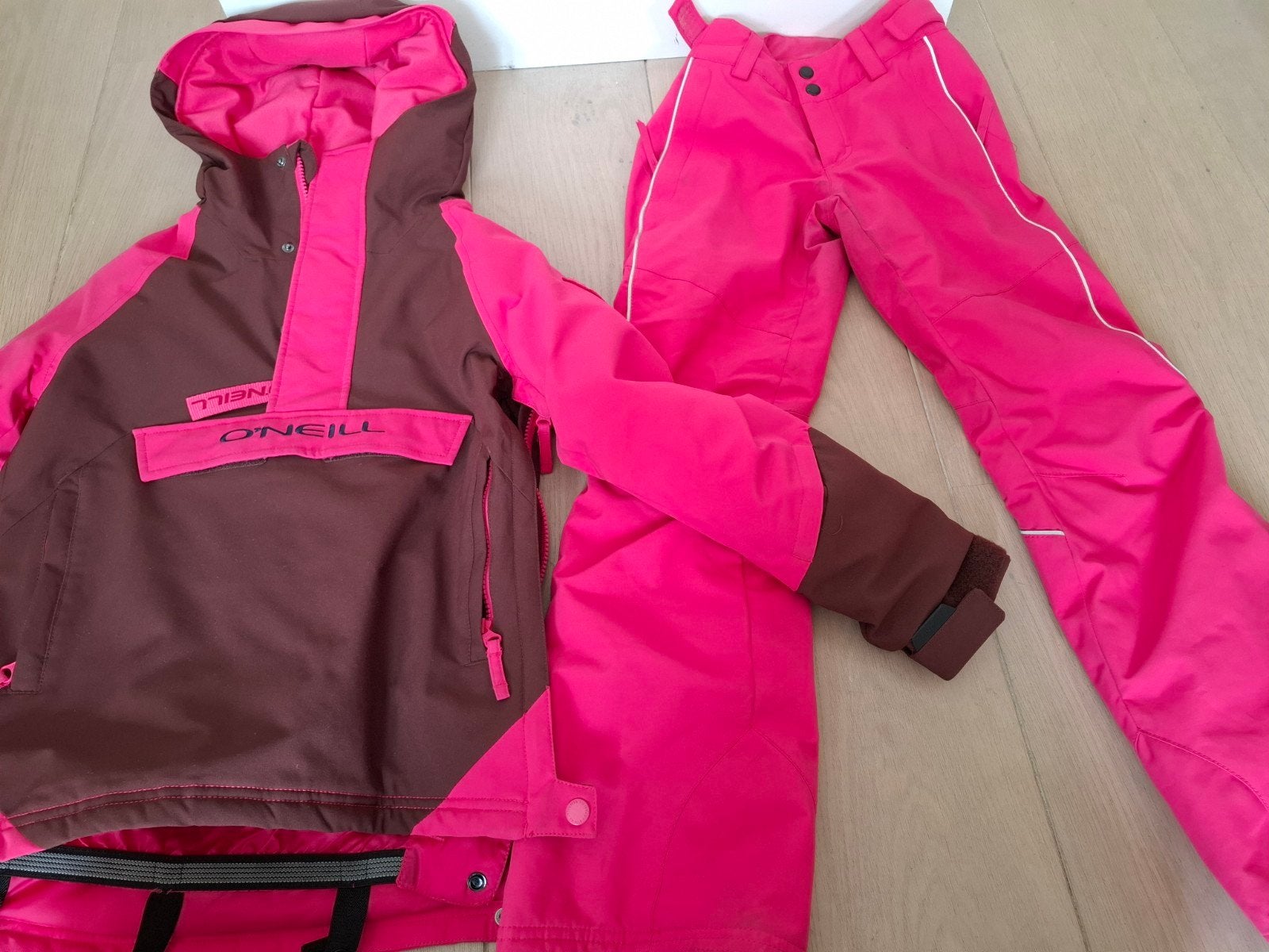 O'Neill Ski-jas en skibroek kind- Roze/Bruin - Maat 140, Ophalen, Zo goed als nieuw, Pak, Maat 34 (XS) of kleiner