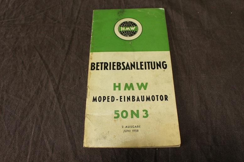 HMW 50N 3 1958 mofa betriebsanleitung bromfiets  handleiding, Fietsen en Brommers, Ophalen of Verzenden, Gebruikt