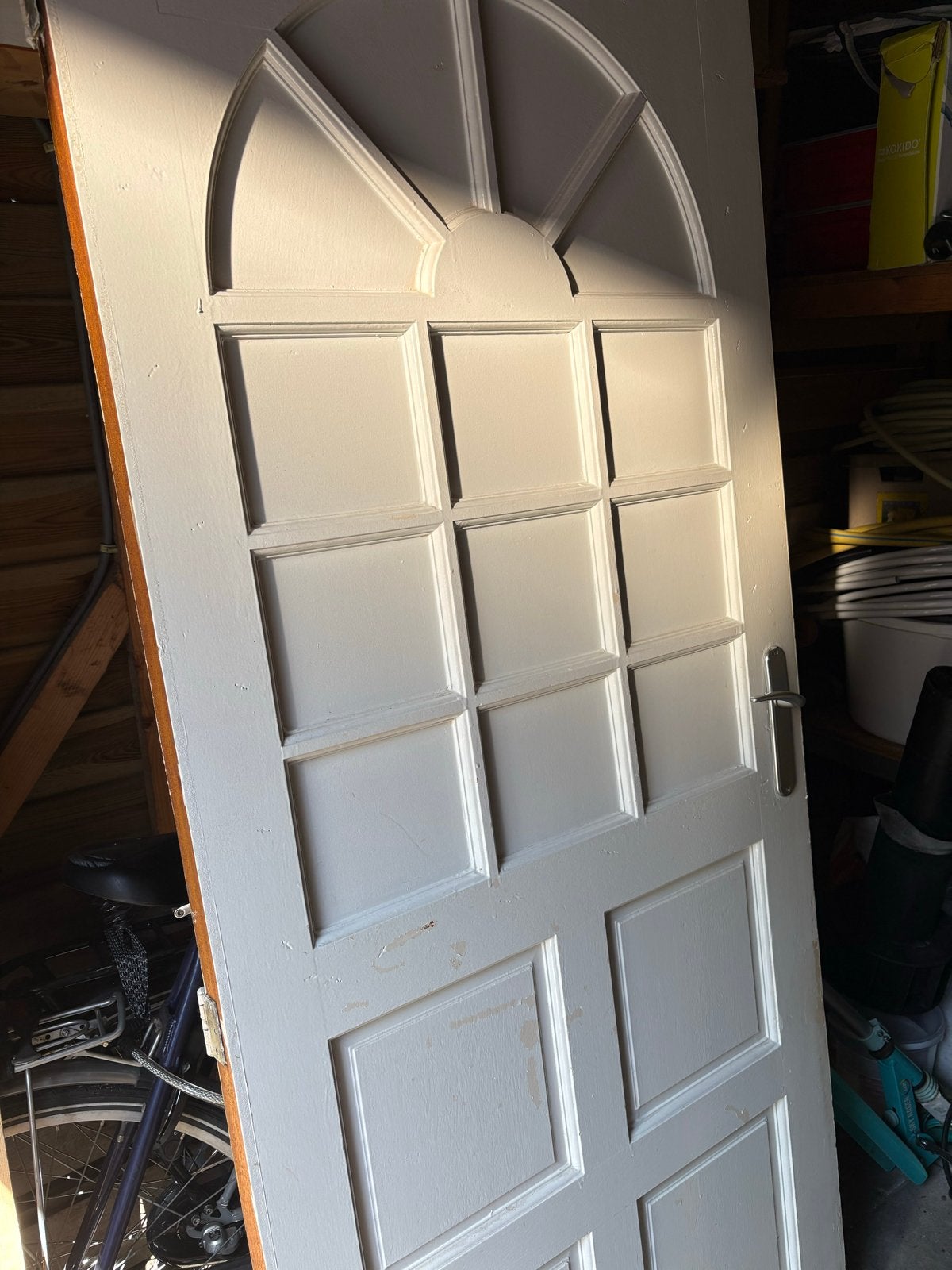 Witte binnendeur met boog en panelen, Doe-het-zelf en Verbouw, Deuren en Horren, Gebruikt, Binnendeur, 200 tot 215 cm, Hout