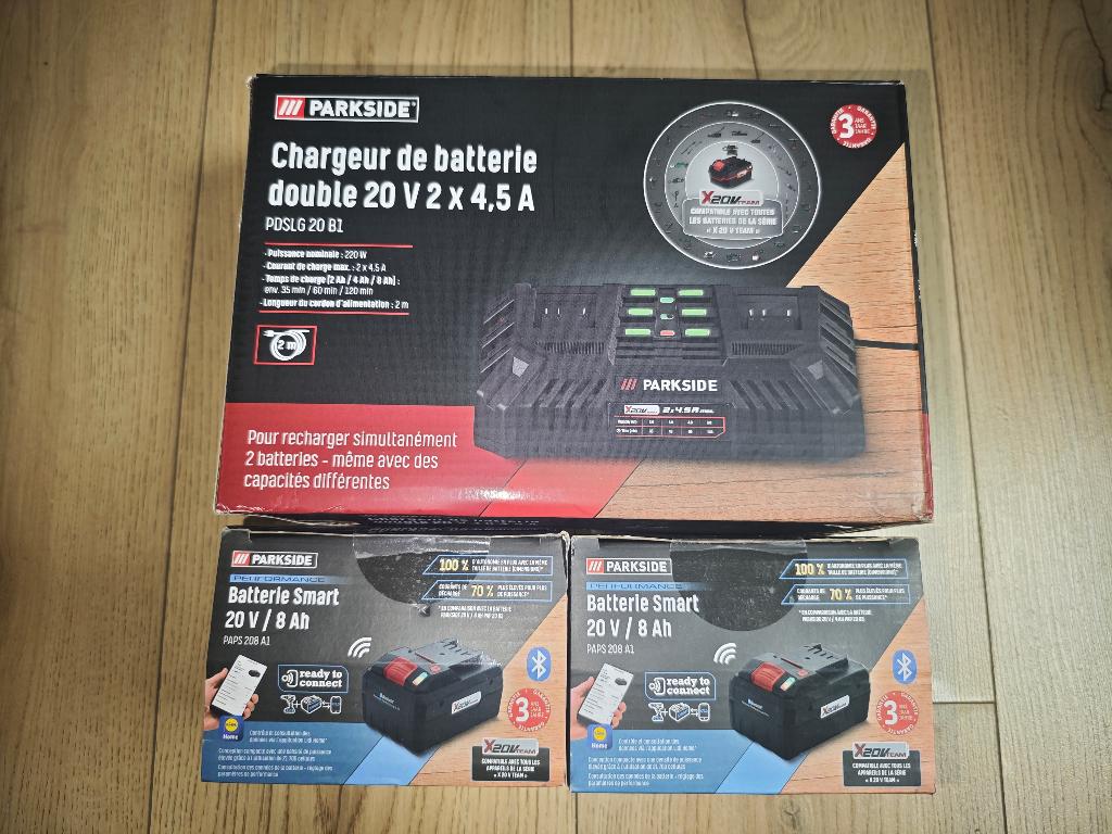 Parkside Performance 20V Smart Accu 8Ah + Dubbele Lader 220W, Ophalen of Verzenden, Nieuw, Minder dan 400 watt, Boor- en Schroefmachine
