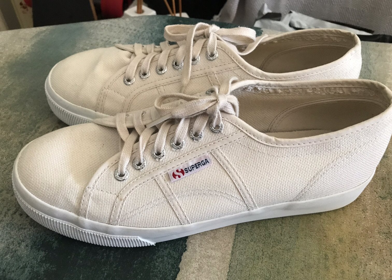 Superga zomer sneakers ecru crème maat 42 veters, Verzenden, Beige, Superga, Sneakers of Gympen