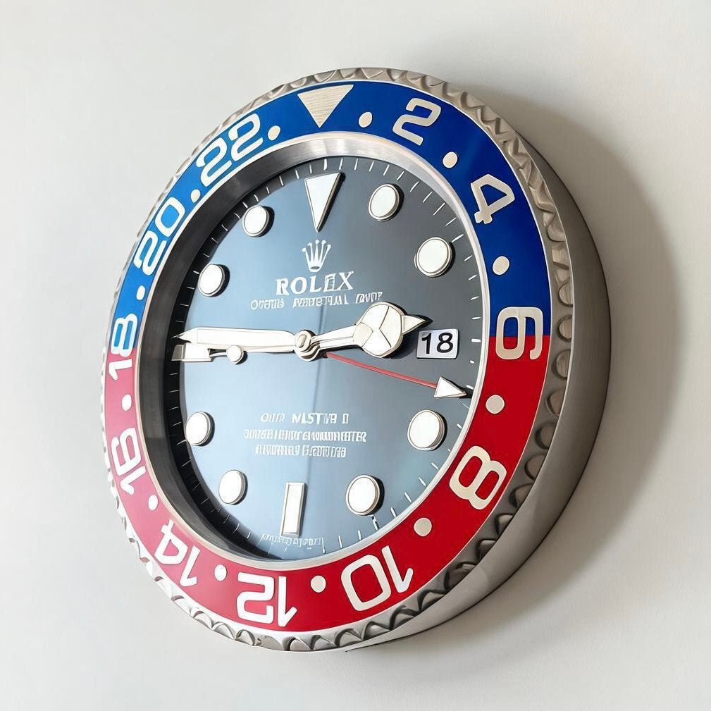 Rolex GMT-Master II Pepsi Wandklok 35 cm | Metaal & Glas, Huis en Inrichting, Verzenden, Nieuw, Rood, Metaal