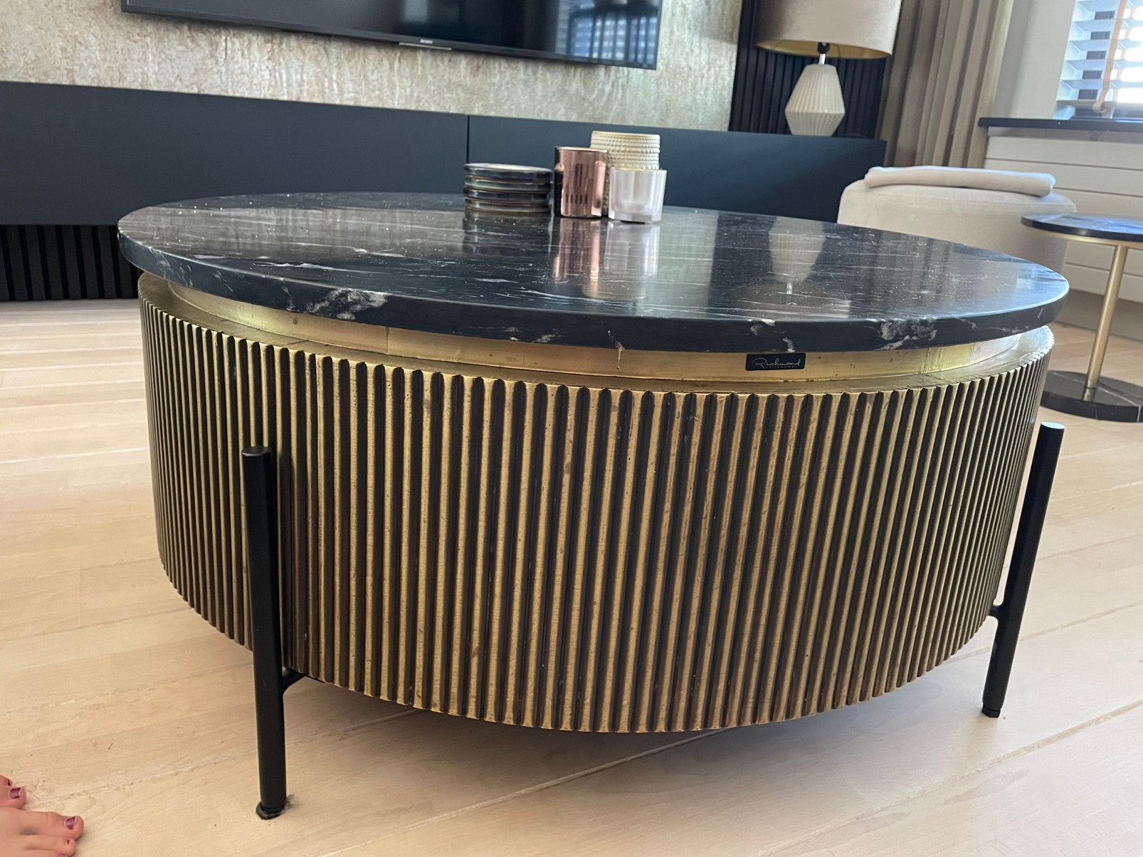 Richmond Ironville salontafel, Huis en Inrichting, Tafels | Salontafels, Ophalen, 100 tot 150 cm, Rond, 50 tot 100 cm