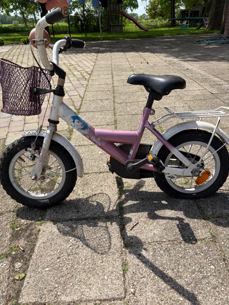 Kinderfietsje met mandje - Roze/Wit Dora, Ophalen, Gebruikt, Overige typen