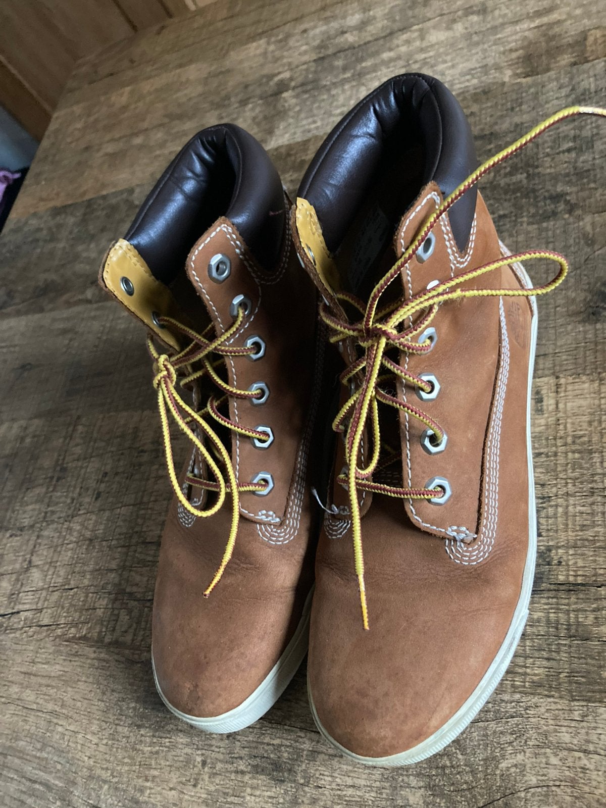 Bruine leren dames Timberlands. Mt 38,5. In goede staat, Ophalen of Verzenden, Zo goed als nieuw, Bruin