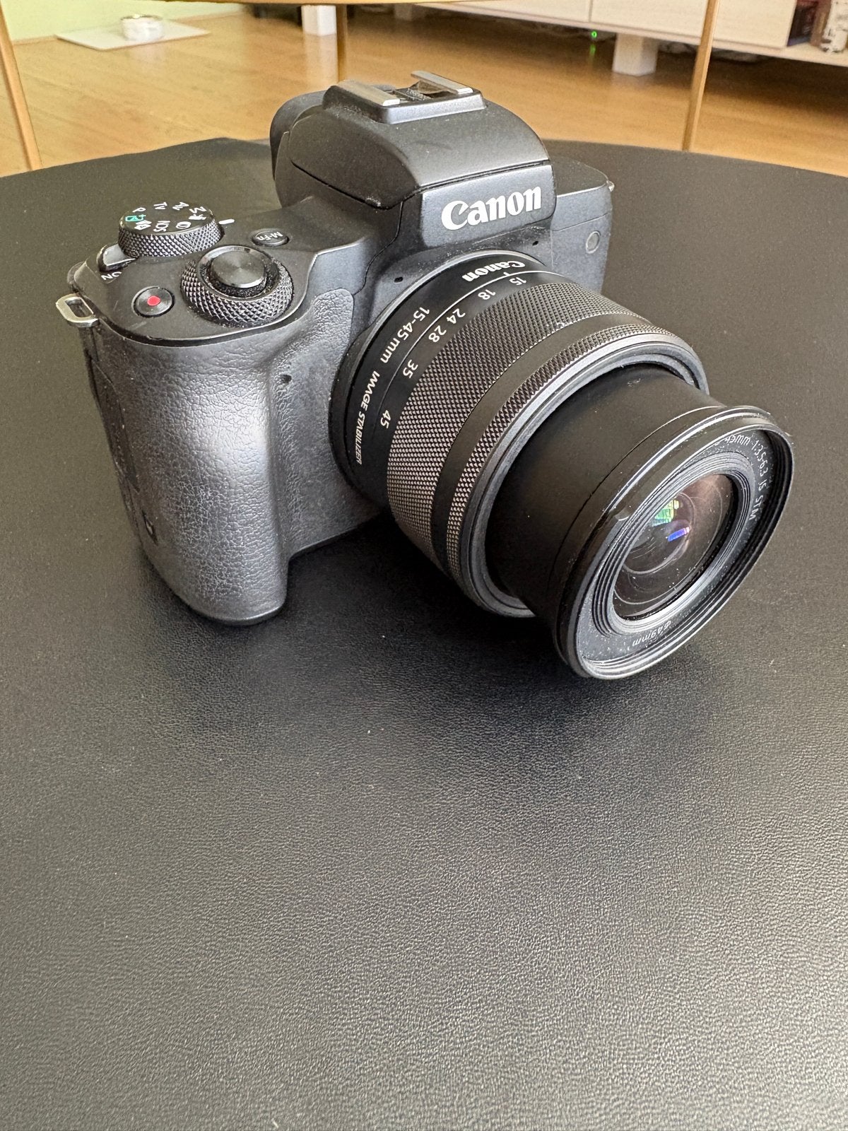 Canon M50 Mark II met 15-45mm lens, extra accu en adapter, Audio, Tv en Foto, Ophalen, Canon, Bluetooth, Systeemcamera