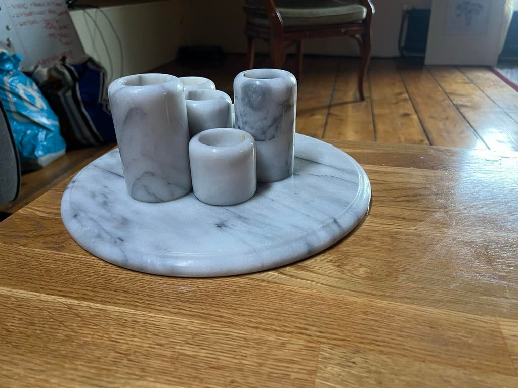 Marmeren kaarsenhouder set, Huis en Inrichting, Woonaccessoires | Kandelaars en Kaarsen, Ophalen, Overige materialen, Gebruikt