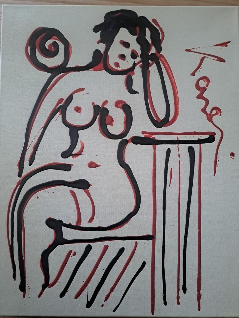 Jacob Kanbier - Vrouw op wit, Antiek en Kunst, Ophalen of Verzenden