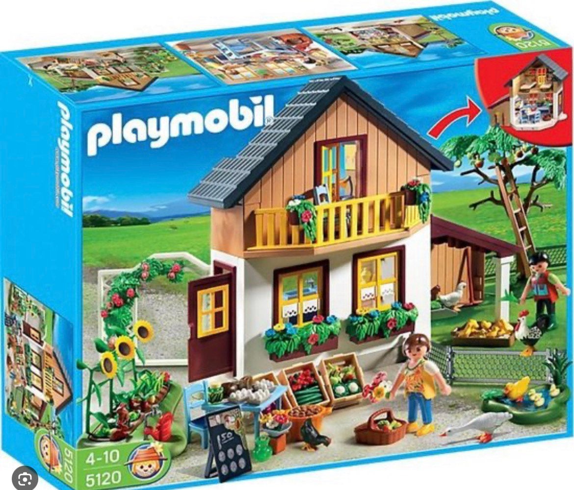 Playmobil hoeve met bio-winkel, Gebouw, Complete set, Zo goed als nieuw, Family fun