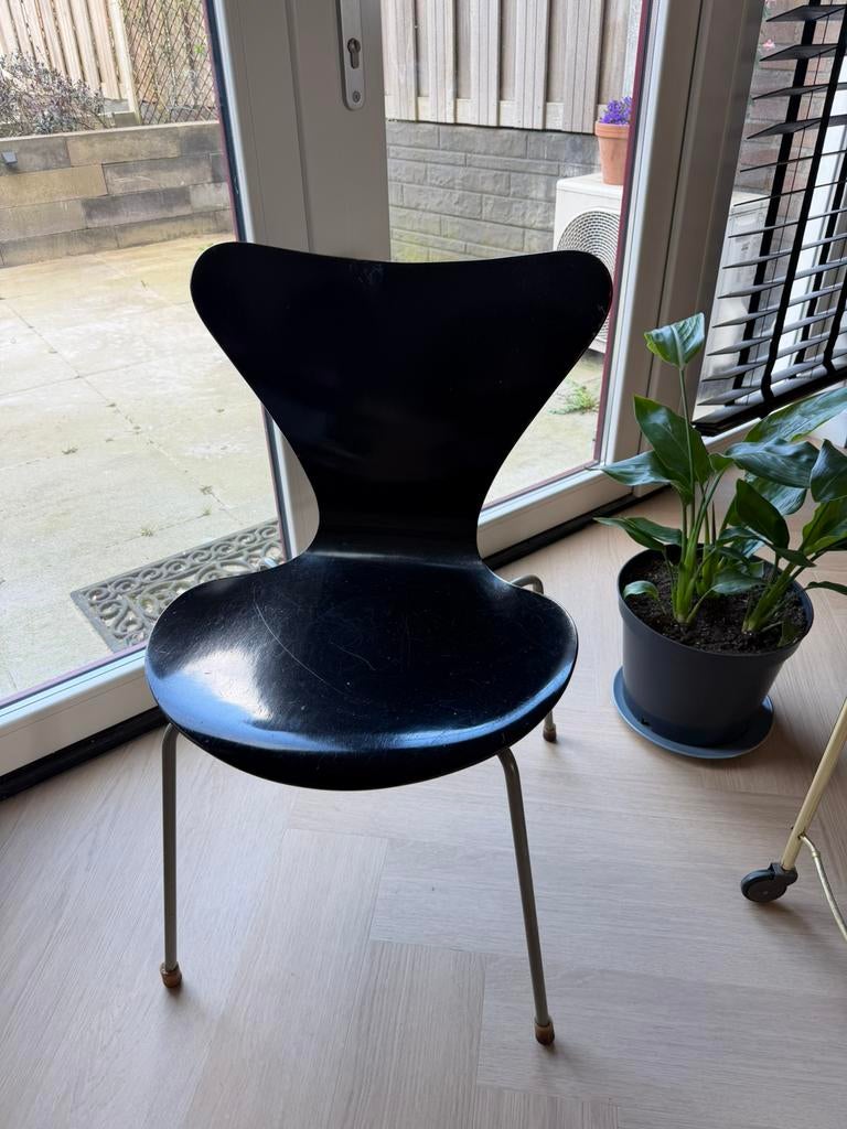 Vintage vlinderstoel 3107 Arne Jacobsen voor Fritz Hansen, Ophalen, Gebruikt, Zwart, Eén