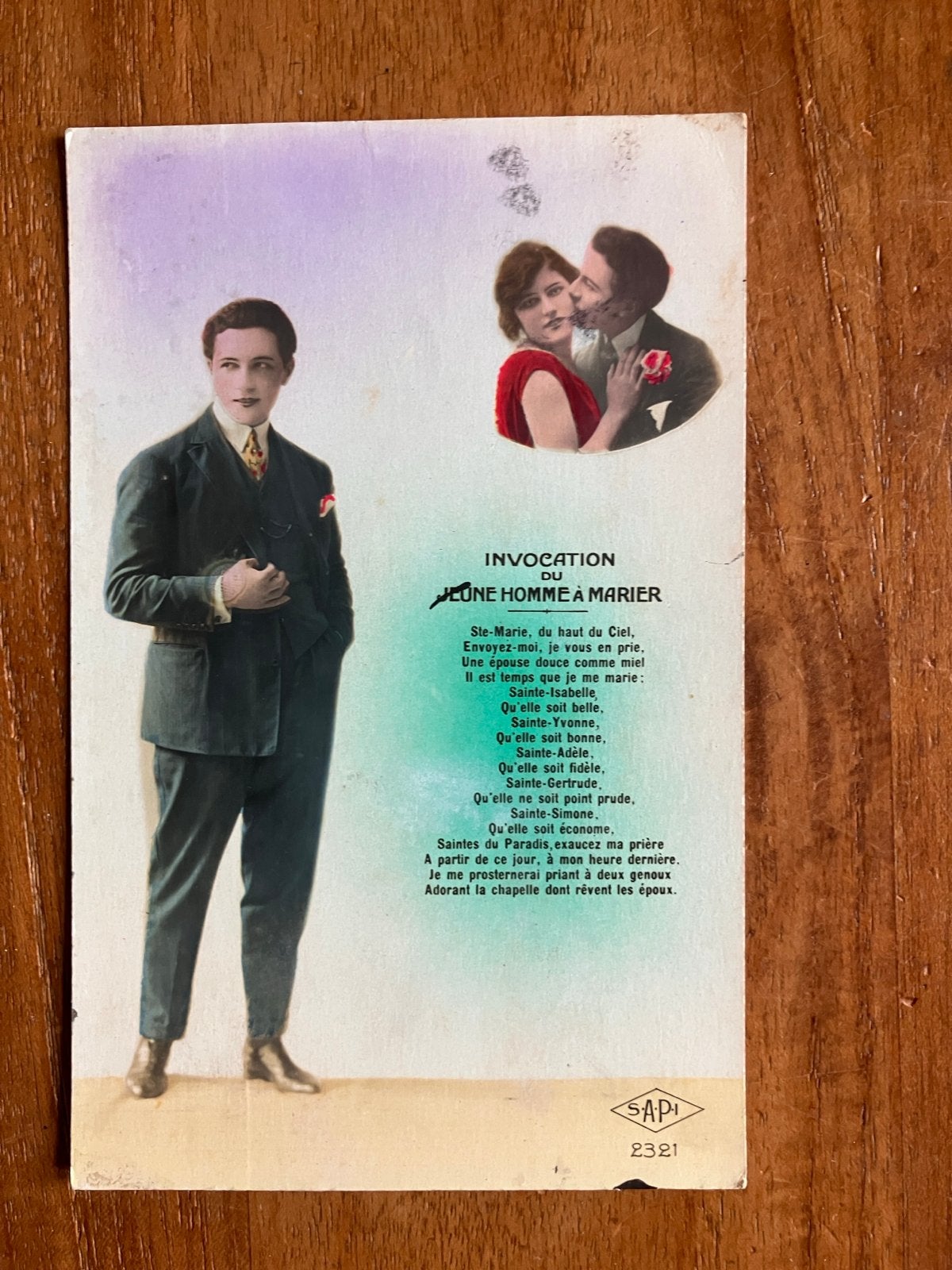 Gebed van de jonge man die wil trouwen, Ophalen of Verzenden, Voor 1920, Gelopen, Feest(dag)