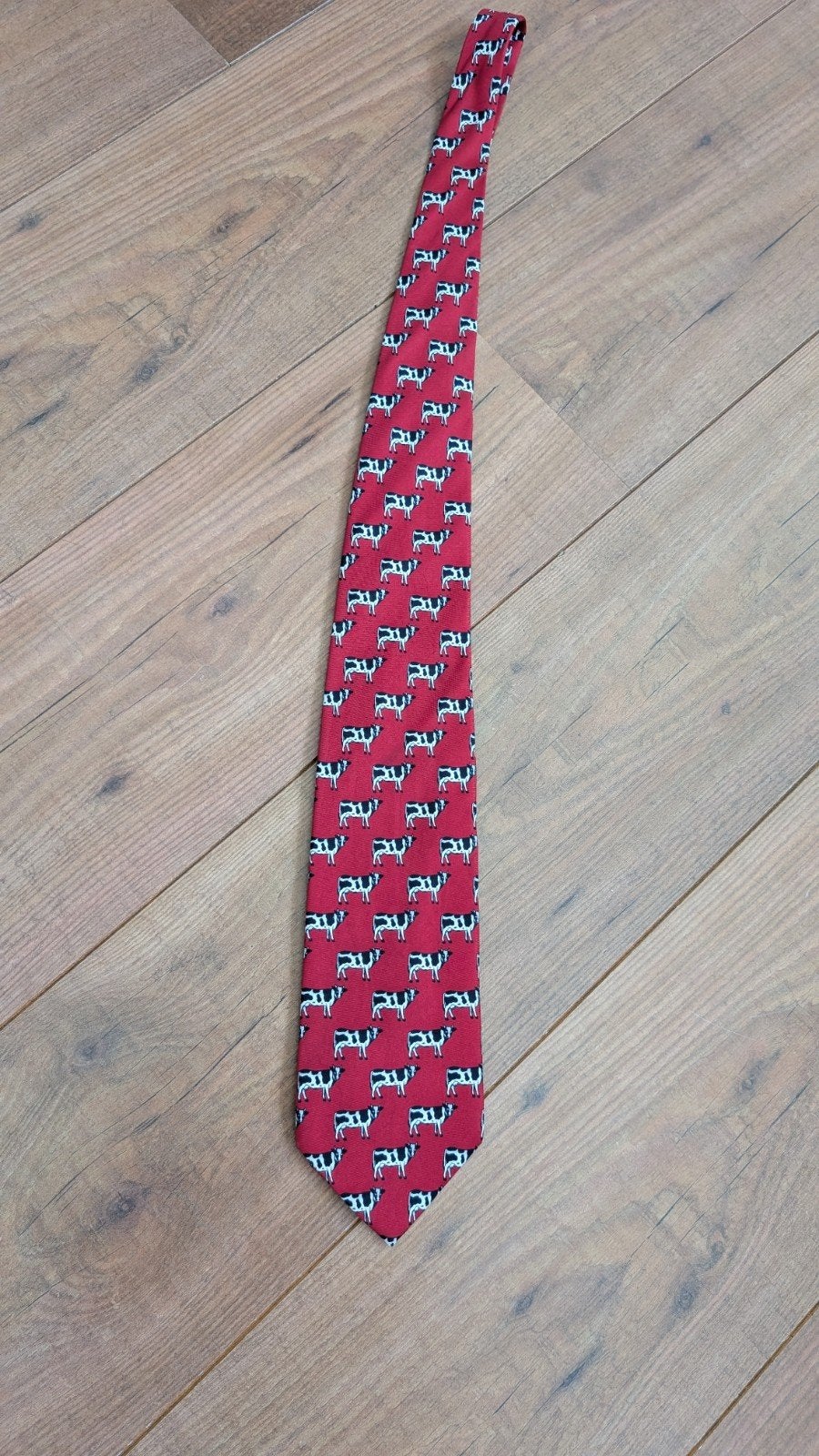 Rode zijden stropdas met koeienprint, Ophalen of Verzenden, Zo goed als nieuw, Rood, Beaufort