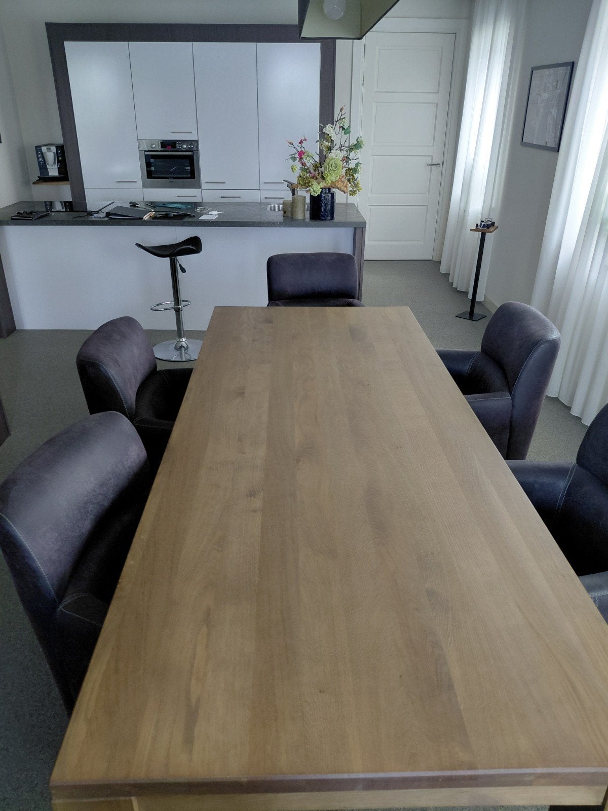 Elegante eettafel met 5 stoelen, Ophalen, Gebruikt, 200 cm of meer, 50 tot 100 cm