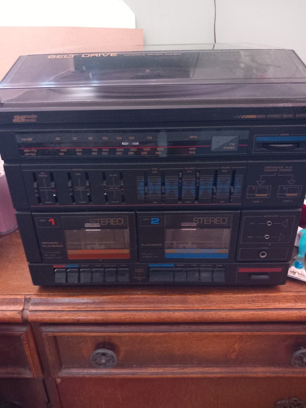 Vintage Stereo Systeem met Platenspeler en cassette, Ophalen of Verzenden, Gebruikt, Cassettedeck, Overige merken