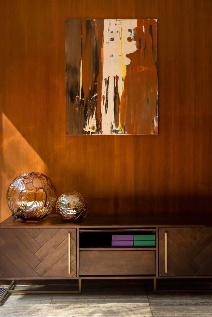 Dutchbone Class Dressoir Acacia Laag, Huis en Inrichting, 100 tot 150 cm, Eikenhout, Ophalen of Verzenden, Zo goed als nieuw