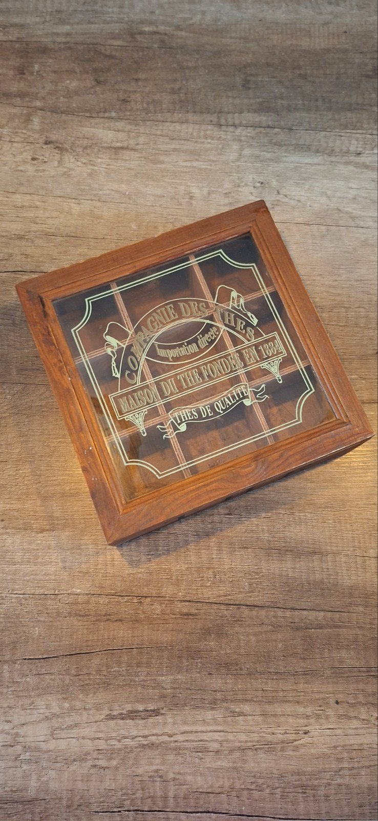Theedoos 9 vaks, Hout, Ophalen of Verzenden, Zo goed als nieuw, Theedoos