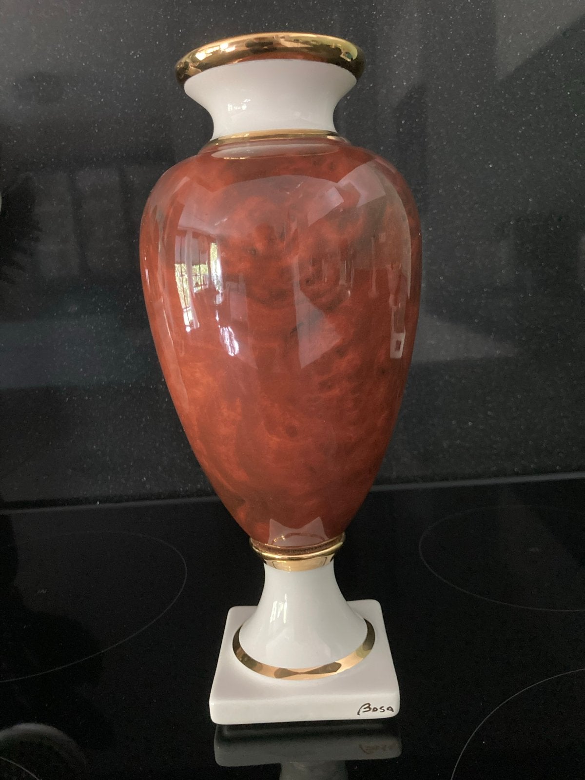 Bosa Ceramiche vaas, handgedecoreerd met 24k goud, jaren '80, Ophalen of Verzenden