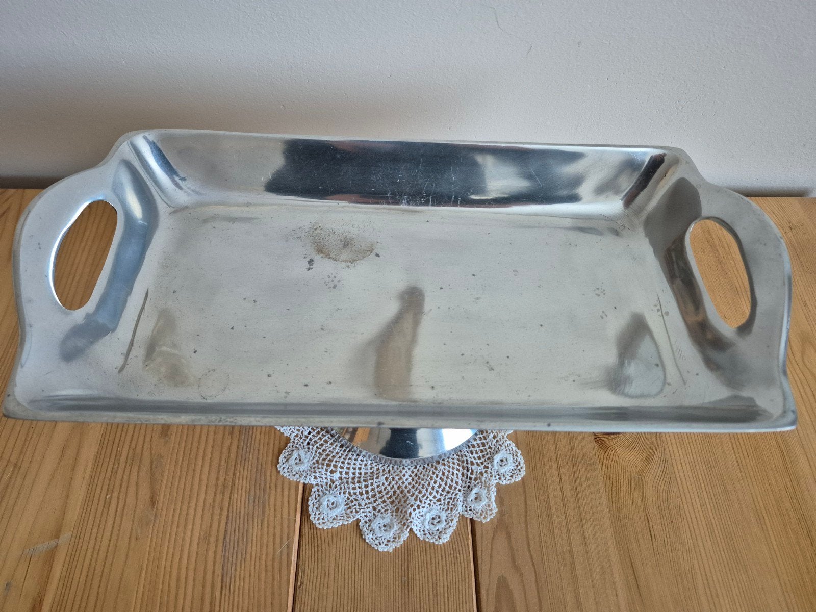 ijzeren dienblad op voet, Ophalen of Verzenden, Gebruikt, Rechthoekig, Metaal