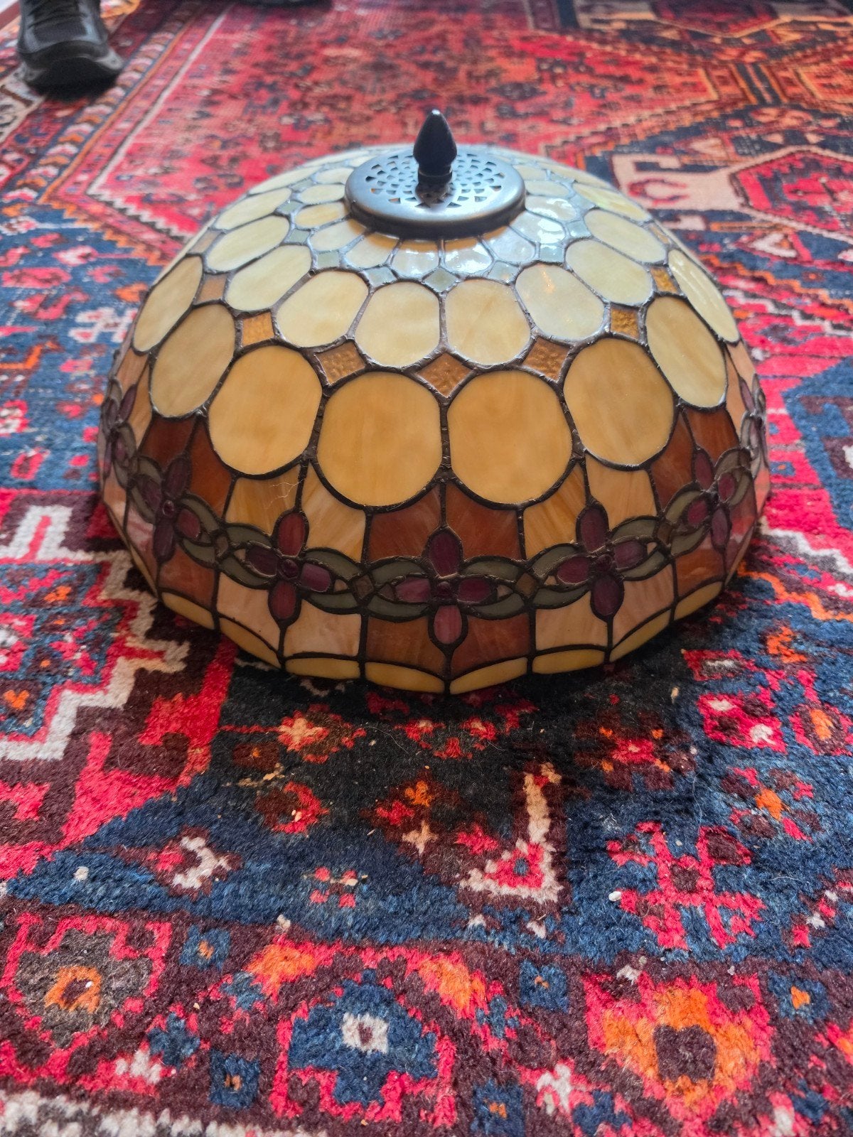 Tiffany Plafondlamp - Klassiek Glas-in-lood Design, Huis en Inrichting, Ophalen, Gebruikt, E27 (groot), Glas